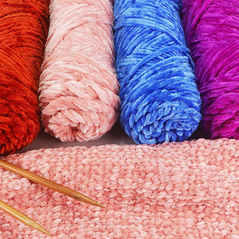 100g/Roll Velvet Yarn Polyester Blended Cotton Chenille Crochet Knitting Yarn Soft Yarn Thread Thick Scarf DIY Hand-Knitted