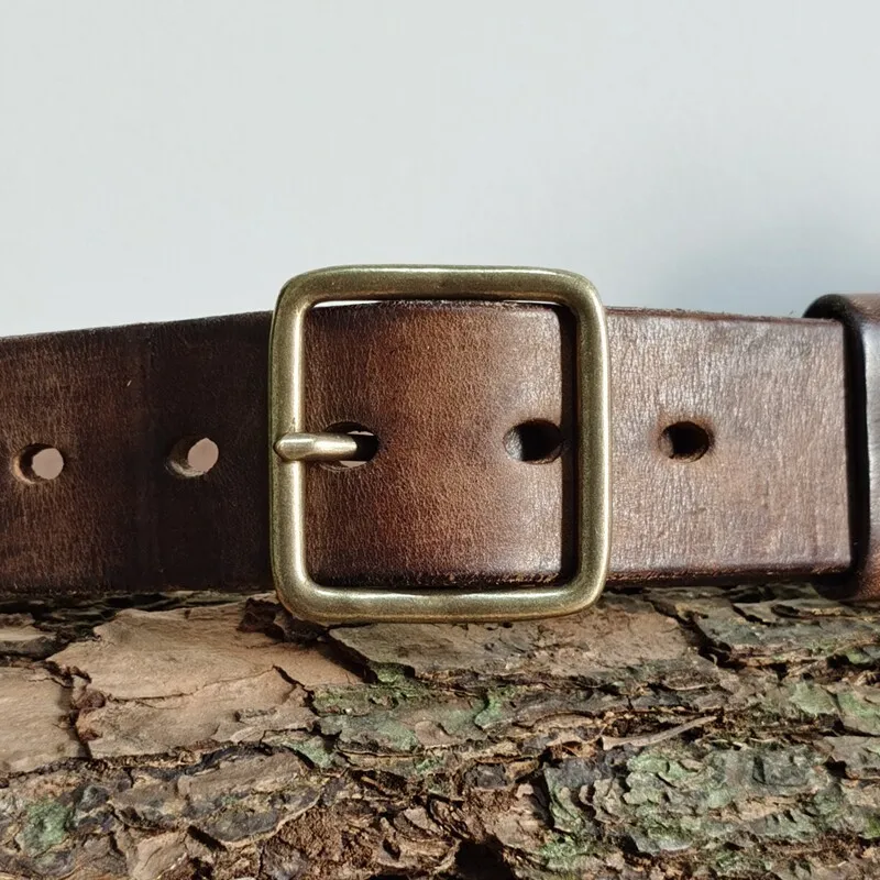 New handcrafted widened and thickened top-grain cowskin belt men's leather pin