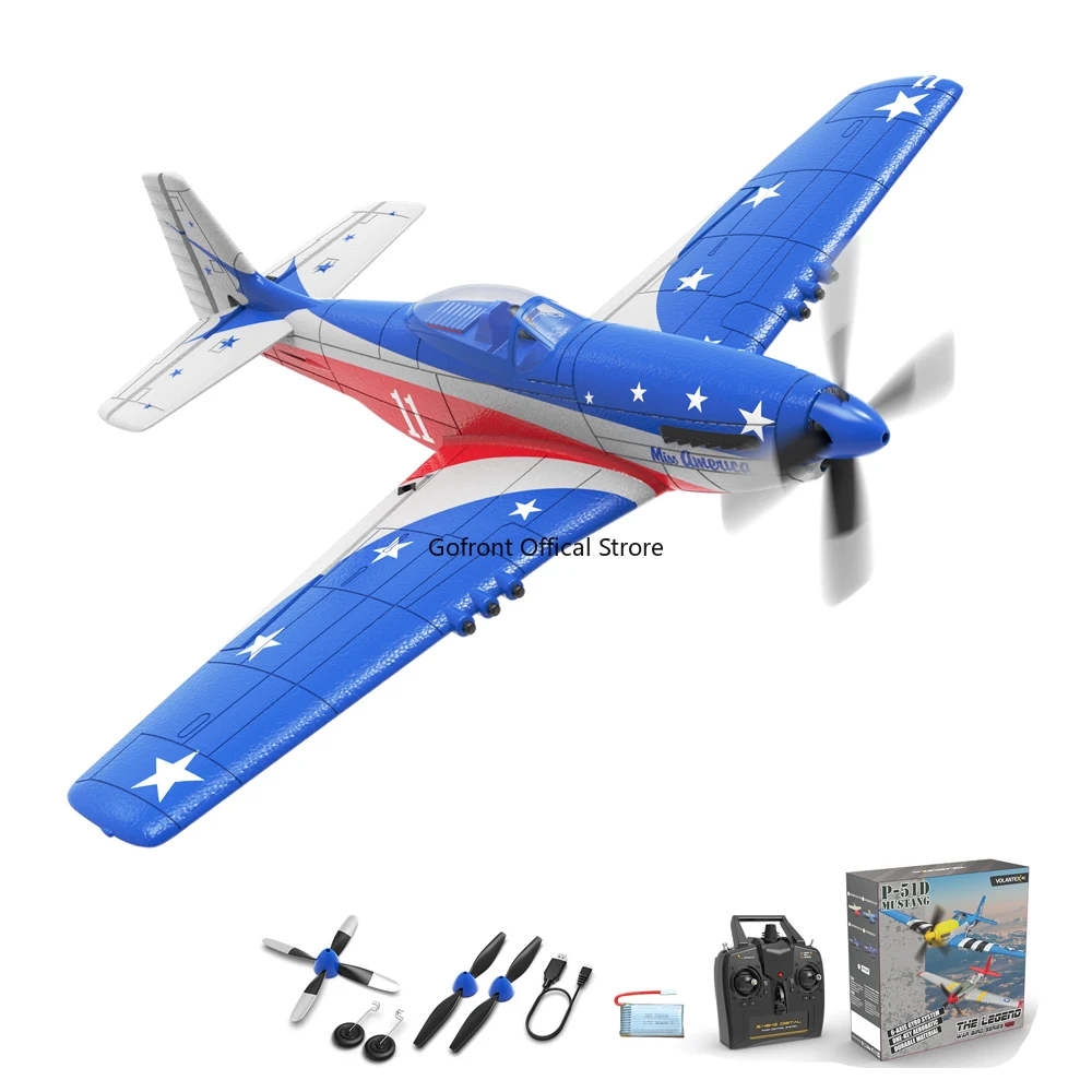 New P51D RC Airplane One-key Aerobatic 2-Ch/4-Ch RC Plane RTF Mustang Aircraft W/Xpilot Stabilization System (761-5 RTF)