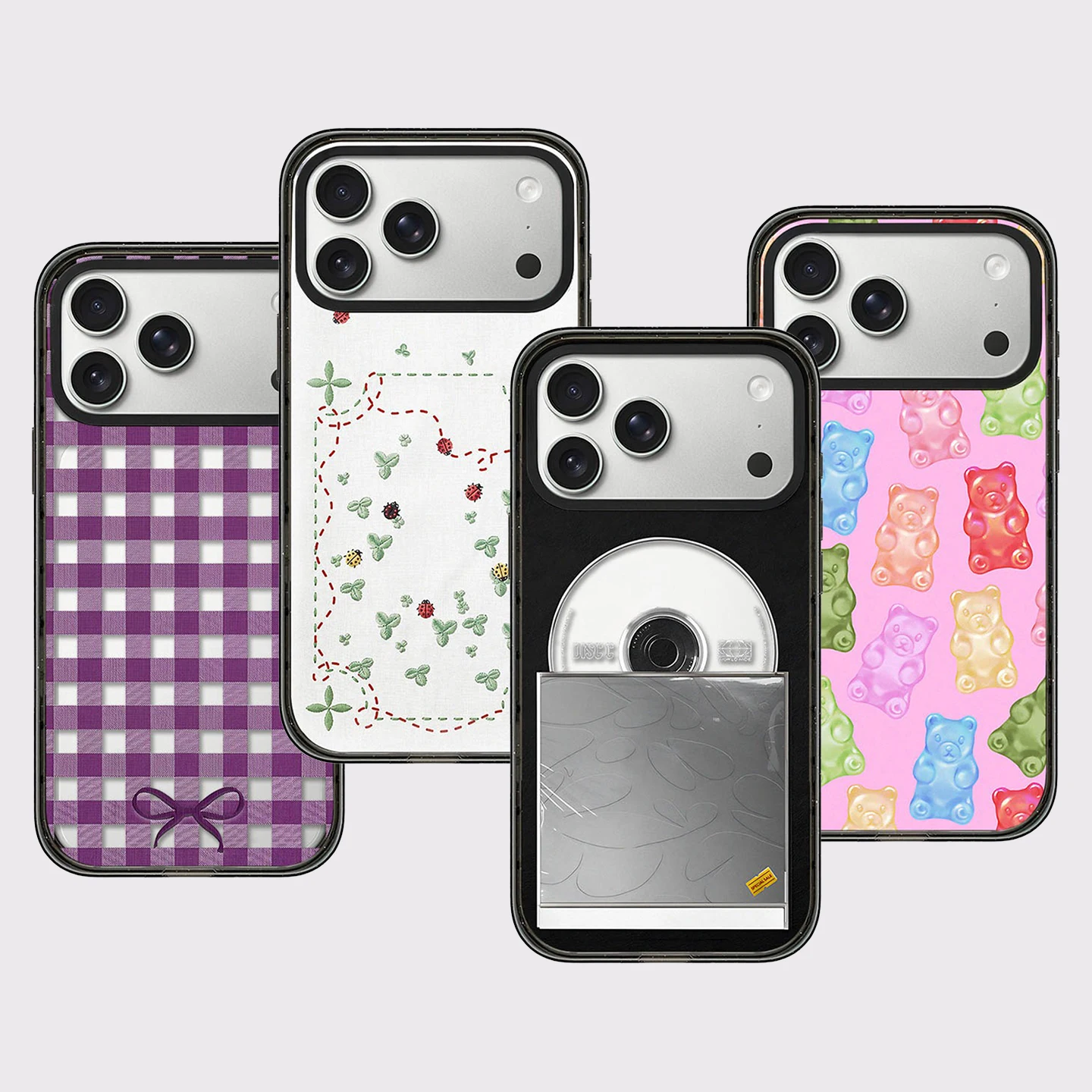 Disc Bear Candy Pattern Impact Black Border Magnetic Cover for IPhone 13 14 15 16 17 Pro Max Case for IPhone 17Pro