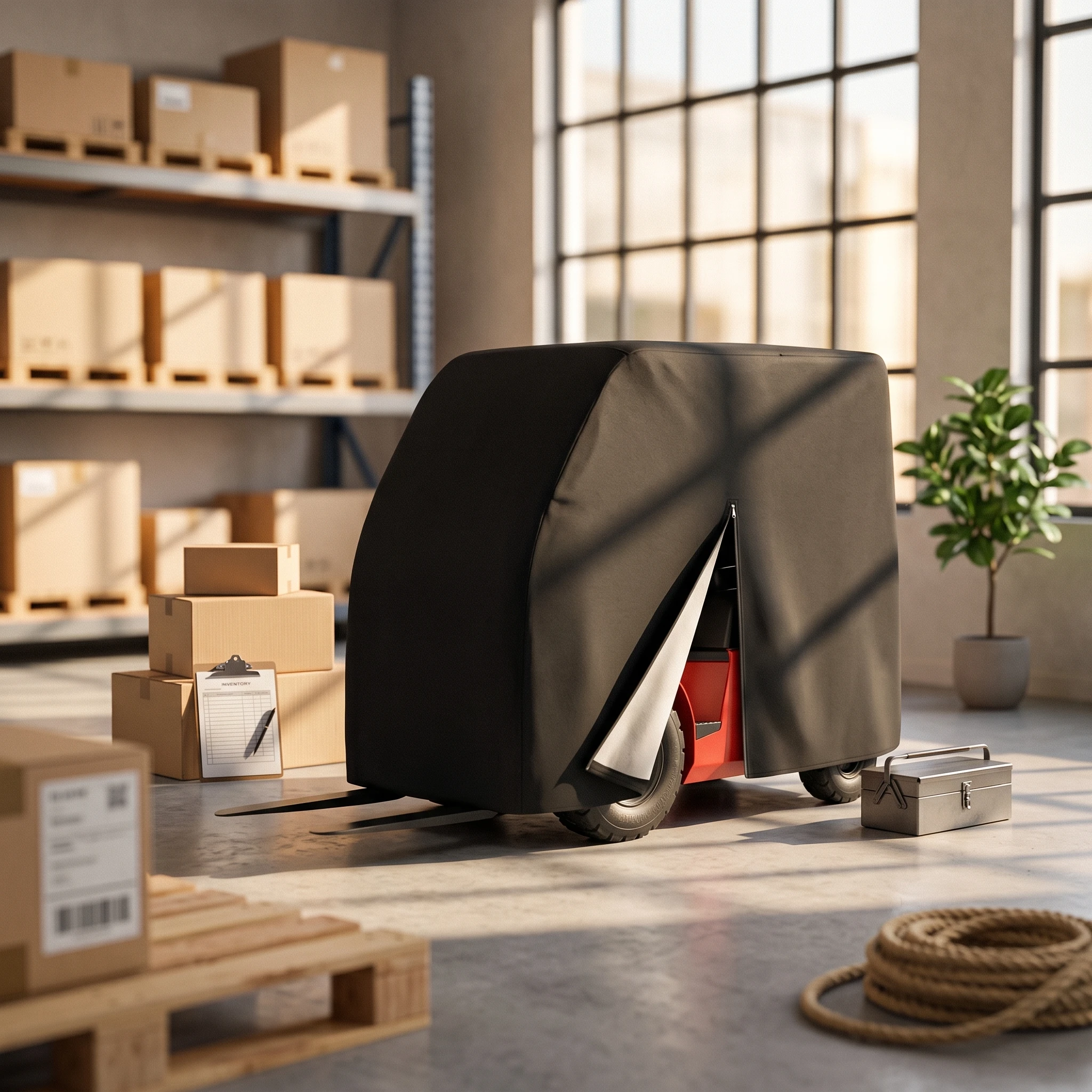 Forklift Canopy Cover Full-Coverage Forklift Cover Waterproof Dustproof for Warehouse Operators, Outdoor Storage