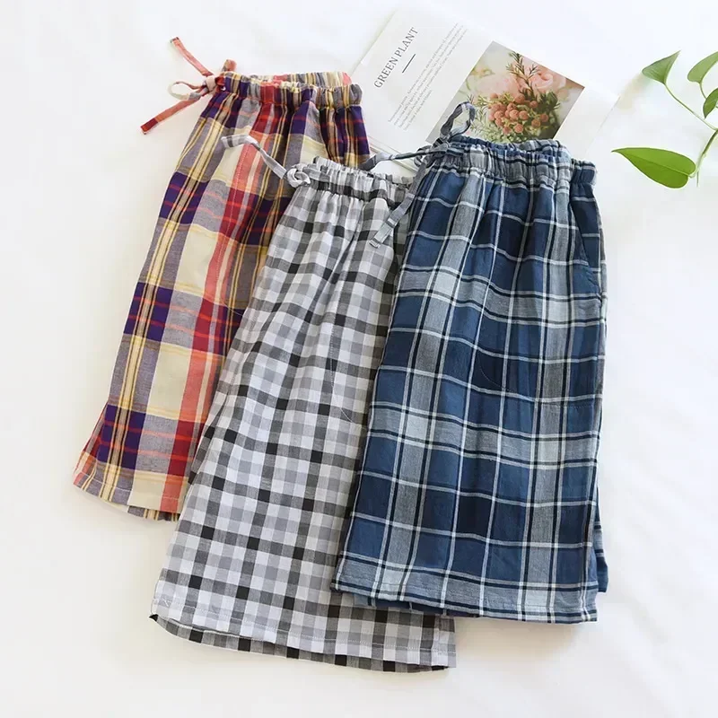 منقوشة النوم صالة فضفاضة السراويل الرباط السراويل بيجامة رجالي المنزل جديد فضفاض قيعان مرنة الرجال 2023 الخصر الصيف الأزرق