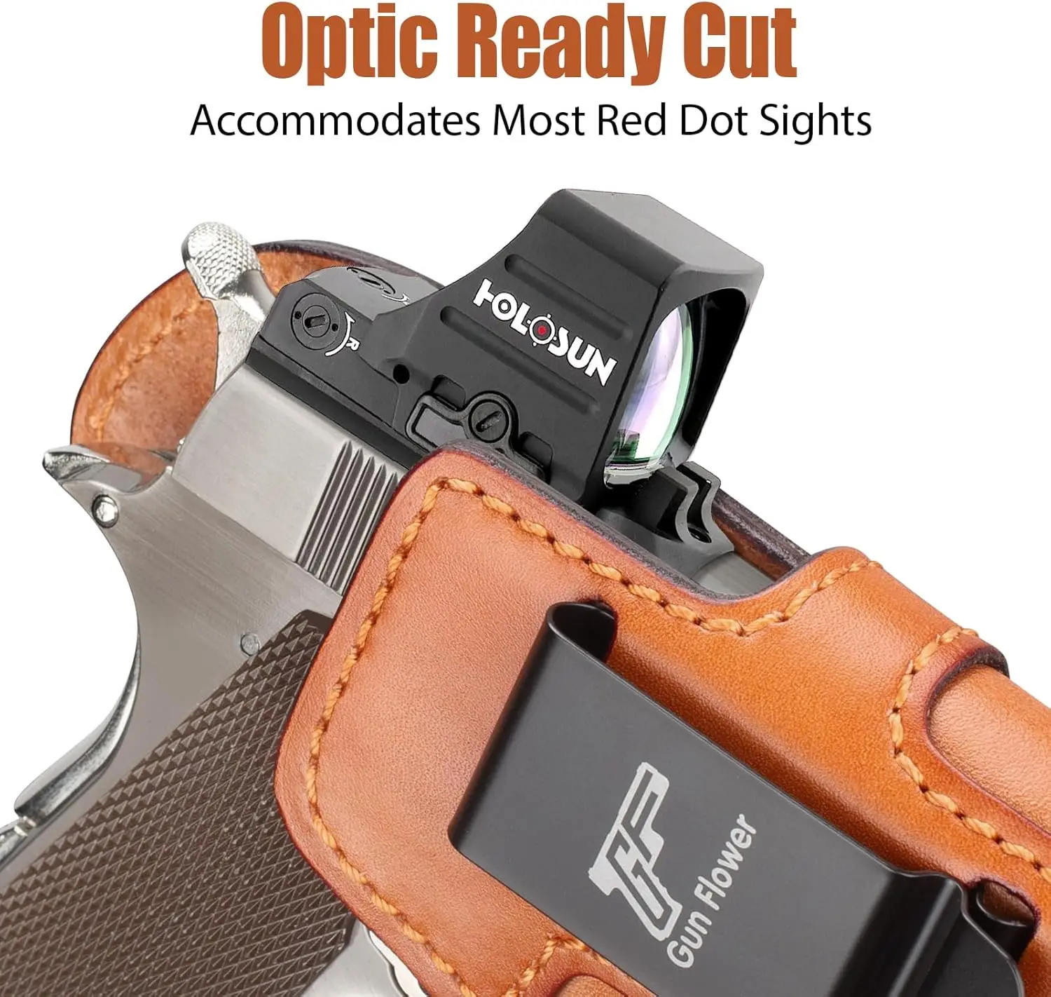 حافظة IWB من الجلد المحبب بالكامل لمعظم أسطوانات طراز 1911 مقاس 5 بوصات 4.25 بوصة 4 بوصة، لكيمبر، كولت، تيسا، S&W، سيج، سبرينغفيلد، S&W، Ruger