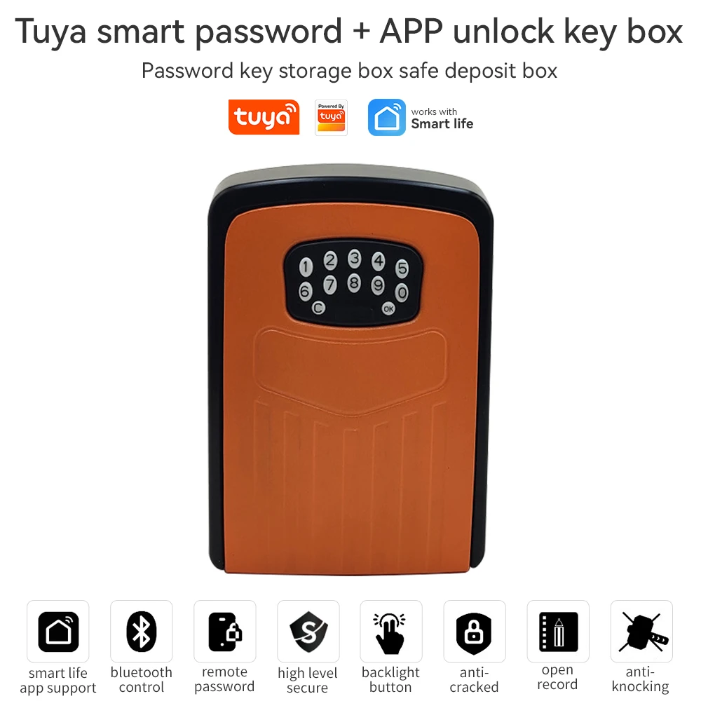 Tuya Smart Key Box with Code Lock Outdoor Waterproof Electronic Loker Wall Mounted Key Storage Box APP Unlock for Home Security