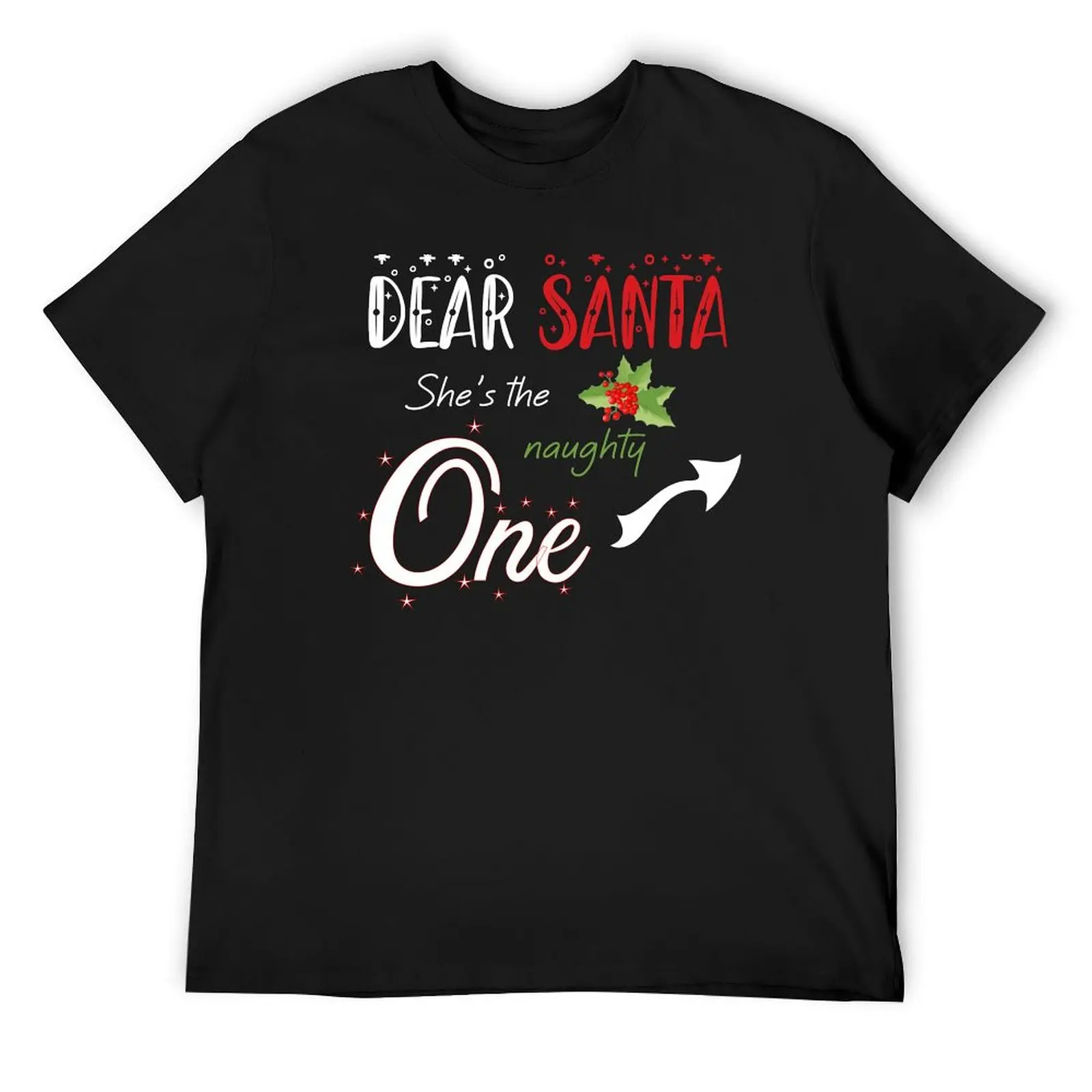 Dear Santa she is the naughty one - Matching Christmas couples - Christmas Gift T-Shirt blanks oversized plain t shirts men