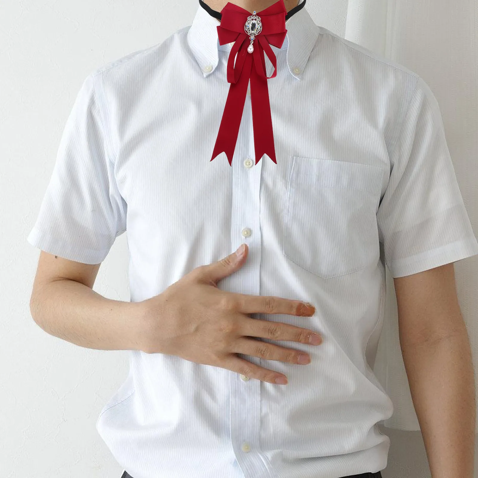 

Регулируемая элегантная готовая бабочка с камнями, классическая однотонная, для свадьбы, вечеринки, офиса, смокинга, униформы, женская