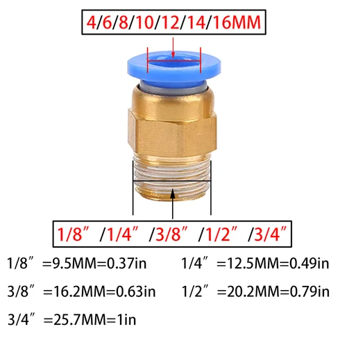 Imagen 2 del producto 10 Uds conector de aire neumático montaje PC 4mm 6mm 8mm 10mm 12mm rosca 1/4 ""1/8"" 3/8 1/2 accesorios de manguera conectores rápidos de tubería