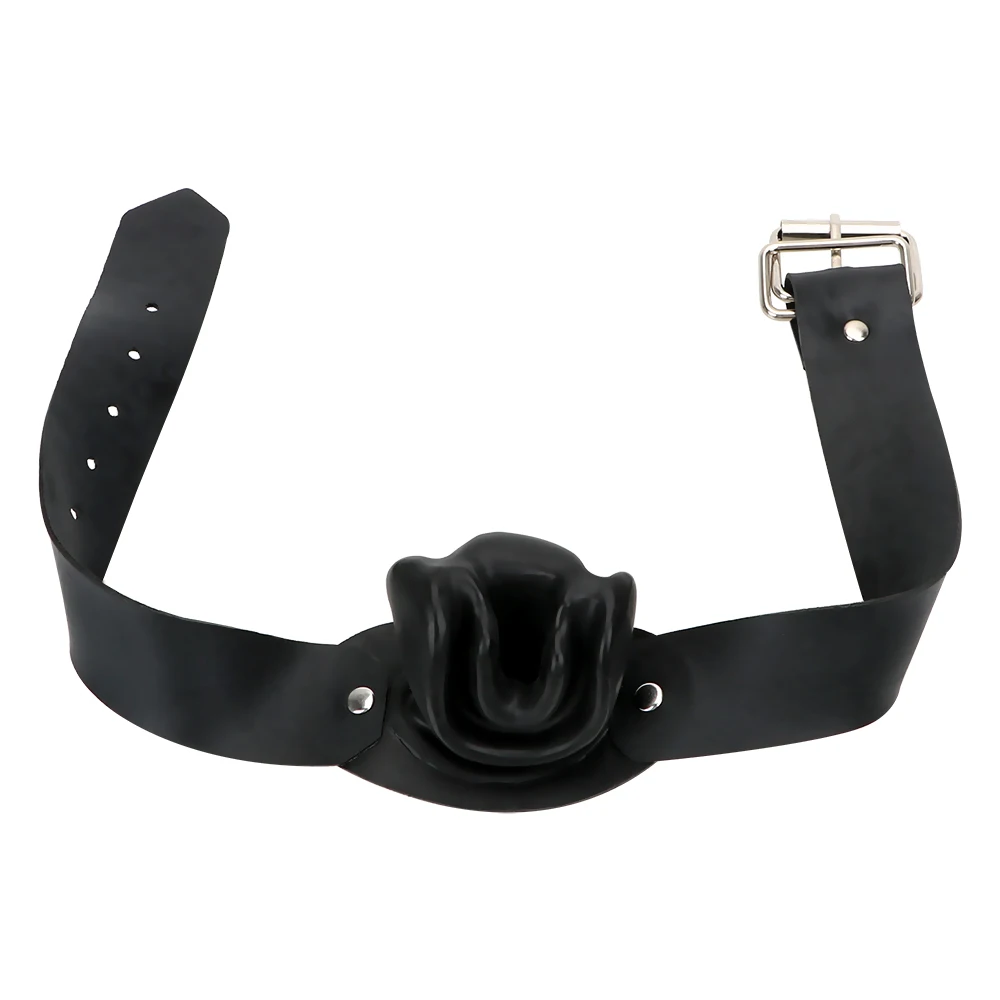 BDSM Latex Mouth Plug Sex Slave Fetish Bondage  Dilatation Ball Erotic Oral Sex Toys Open Mouth Gag Black/Red Sex Toys view 2