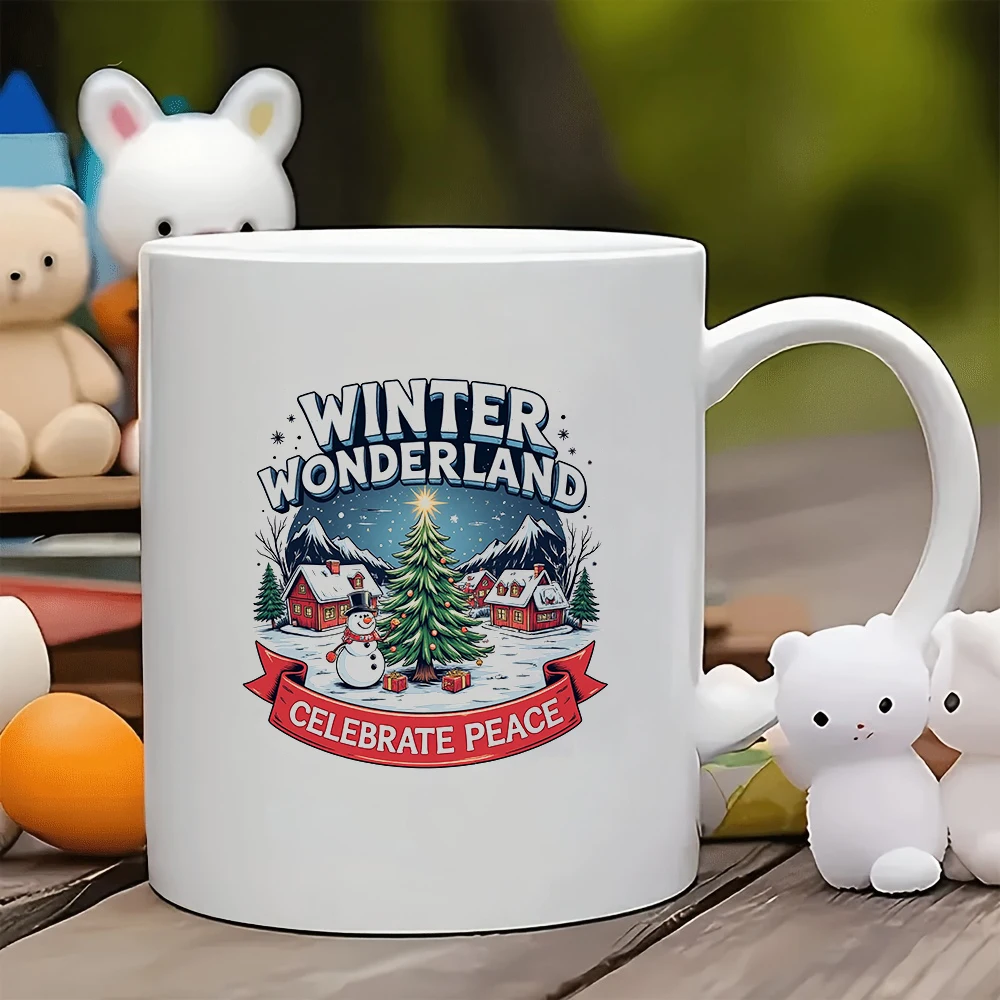 11oz cartoon Christmas mug + snowflake starry sky design Christmas gift kids cup home office coffee mug set