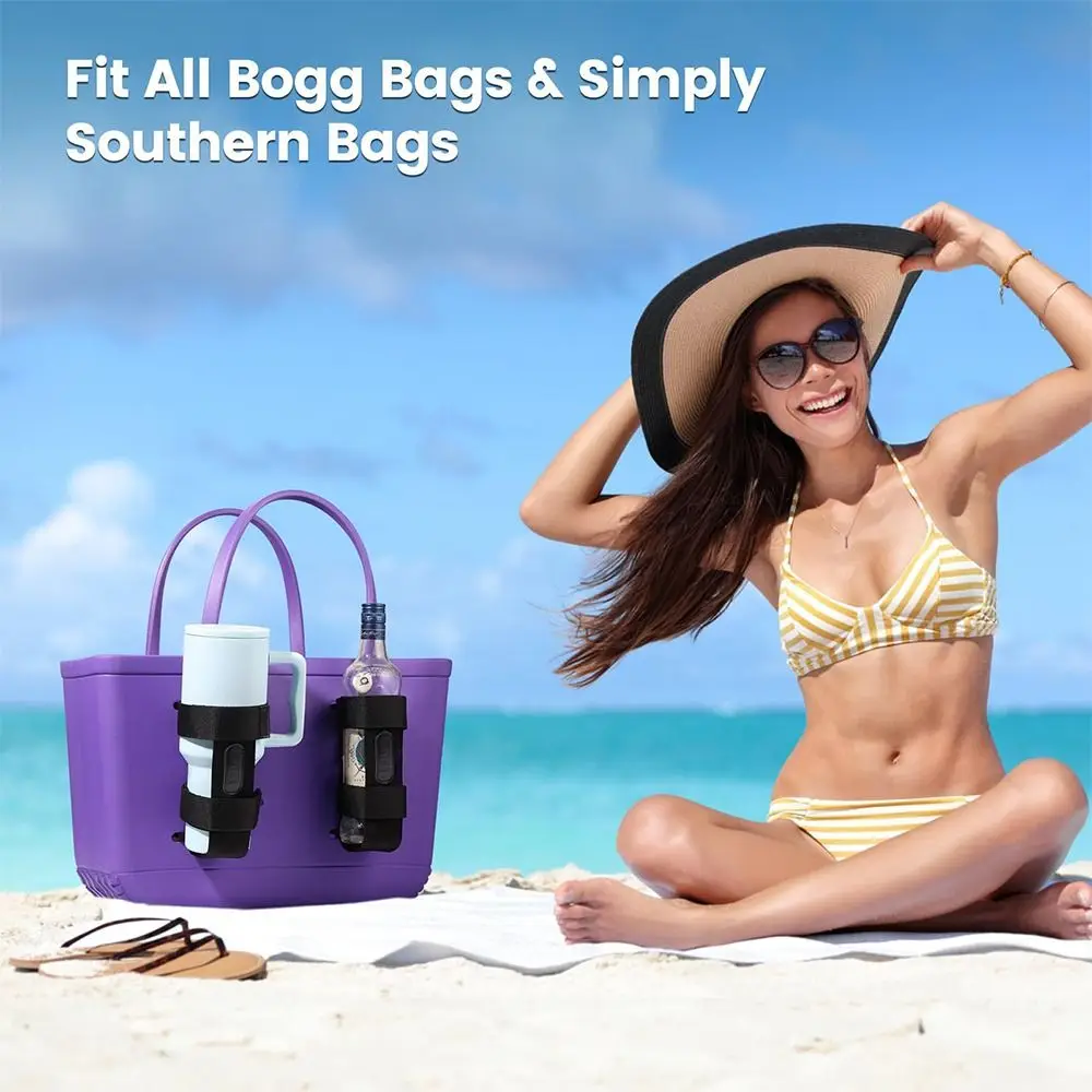 Bolsa de playa de goma, soporte para bebidas, portavasos de nailon DIY, bolso portátil, bolsa de almacenamiento para Stanley, bolsa de playa