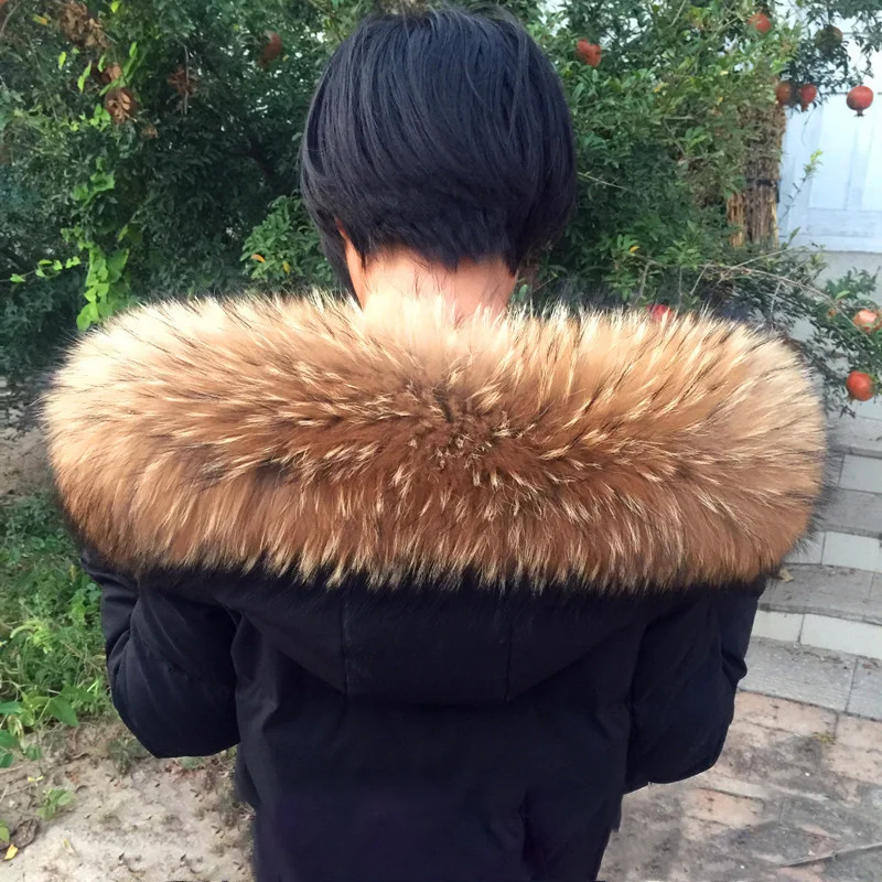 Raccoon Fur Collar For Women Winter Coat Natural Fur Collar Female Large Fur Shawl Furry Fur Straight Collar Warm Shawl Scarves