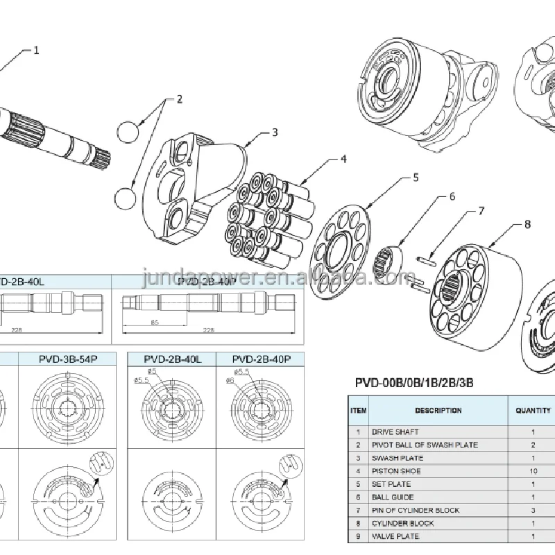 Excavator Hydraulic Piston Pump Spare Parts PVD PVD-0B-18P PVD-0B-21P PVD-0B-28P PVD-0B-21 PVD-0B-28 For Nachi