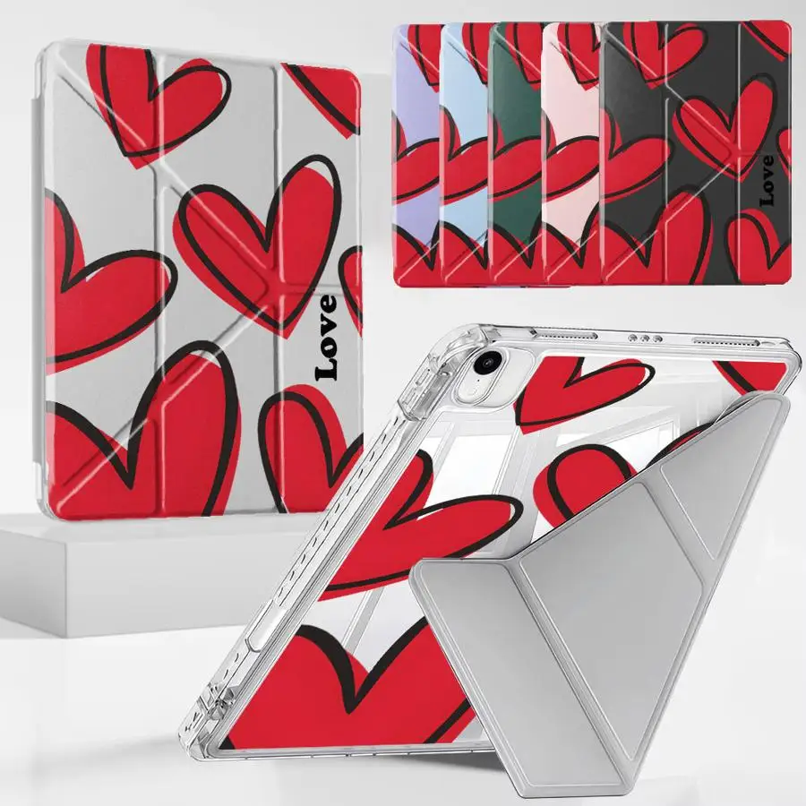 

Чехол для планшета с ярким красным сердцем для iPad Mini 6, 7, Pro 11, 10, 9, 8, 7, 12.9 дюймов Pro 2025, Air 4, 5, M3, M2, M4, 11 дюймов