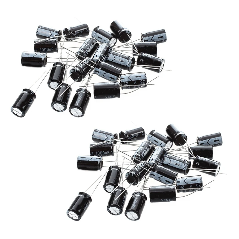 A003 40 Stück 1000 UF 25 V 105 C Radial-Elektrolytkondensatoren Schwarz 10 x 17 mm