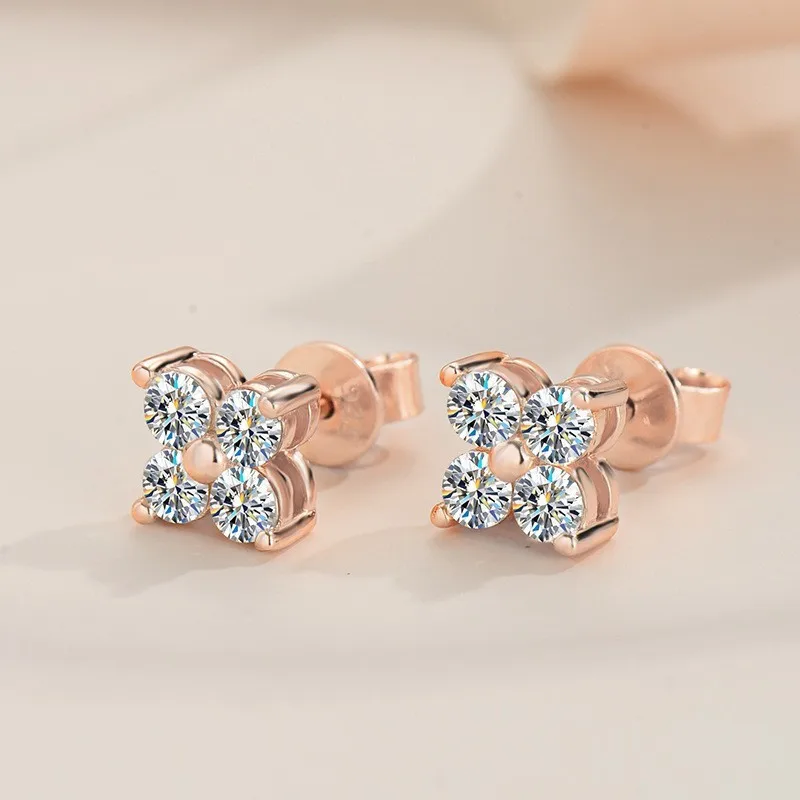 ZHESHIYUAN Lefei Fashion Trend Classic Luxury Moissanite Diamond-set Rose Flower Earring For Charm Women Silver 925 Jewelry Gift