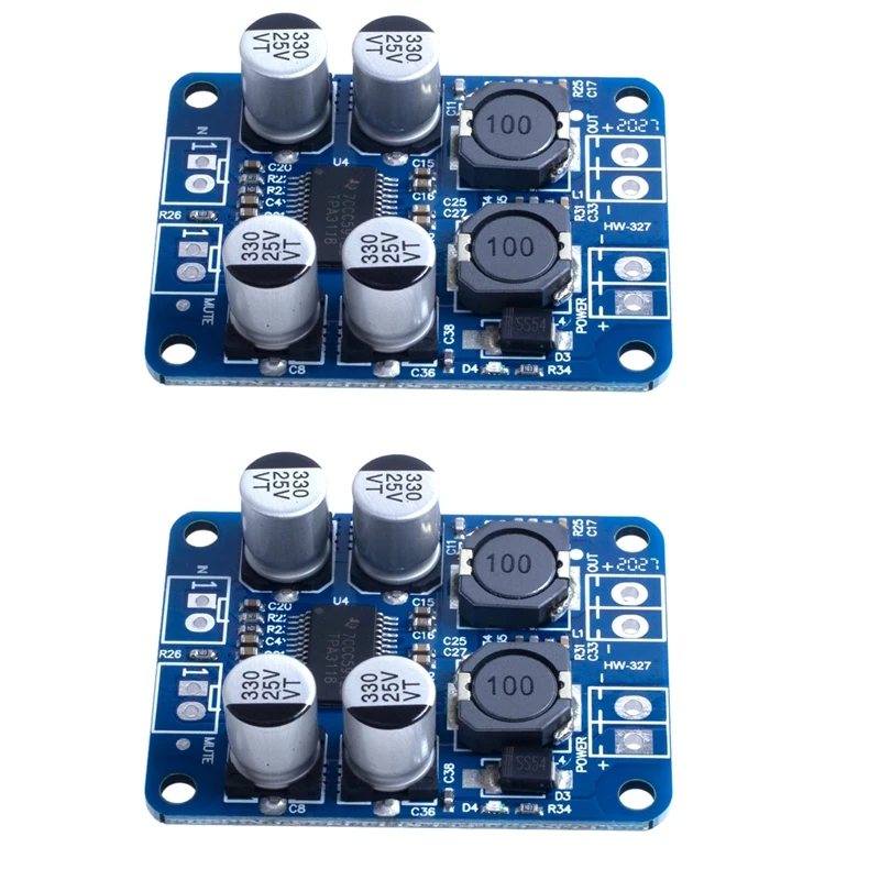 2Pcs DC 8-26V TPA3118 PBTL Mono Digital Amplifier Board AMP Module 1 X 60W For Arduino