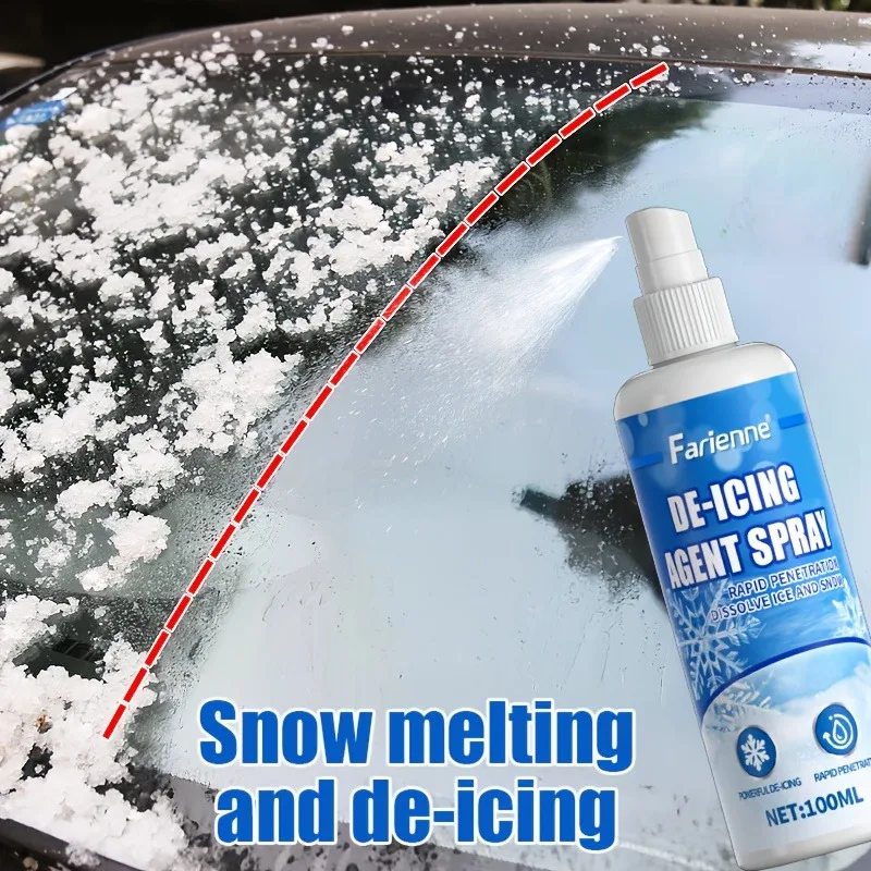 Winter Car Ice Remover Spray: Instant De-Icing for Windshield/Locks/Tires, Fast-Acting, Safe No Residue