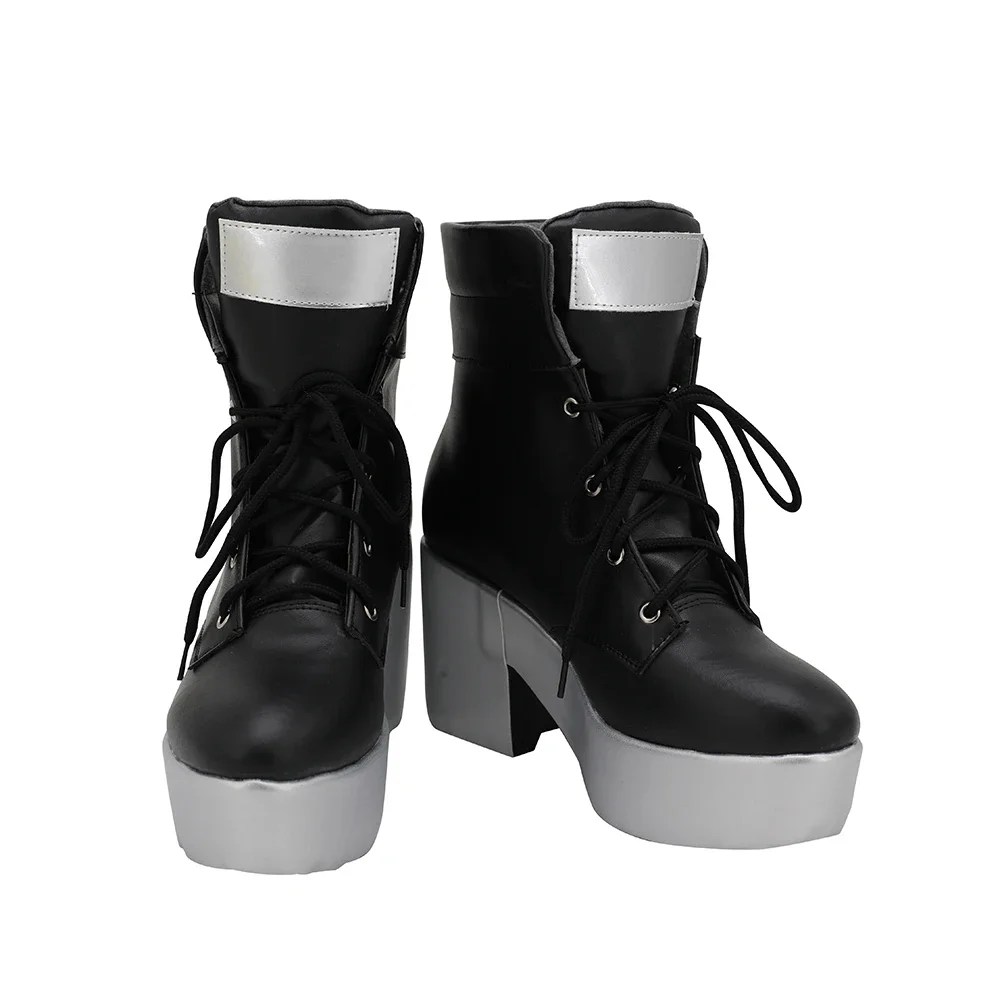 Arknights Schwarz Cosplay Boots High Heel Black Shoes Custom Made Any Size (3)