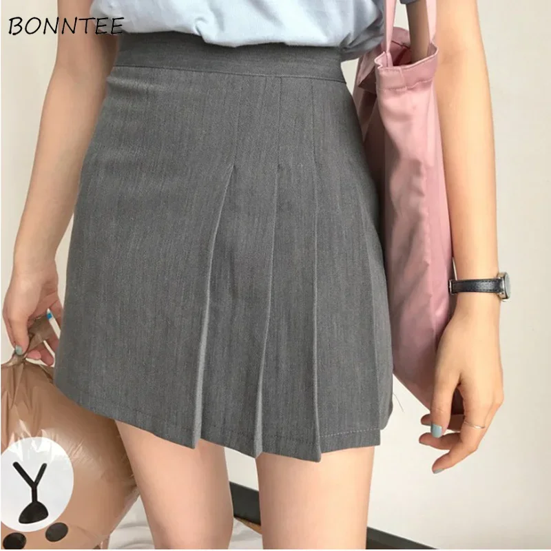 

Skirts Women Solid Folds Sexy Female Mini Casual Preppy All-match Simple Chic Fashion Popular Elegant Ins Sweet Girls Ulzzang