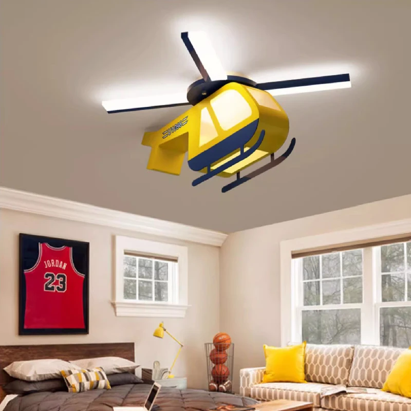 White Yellow Helicopter Airplane Light LED Children's Room Ceiling Lights Creative Boy bedroom Nursery Youth Room Ceiling Lamps