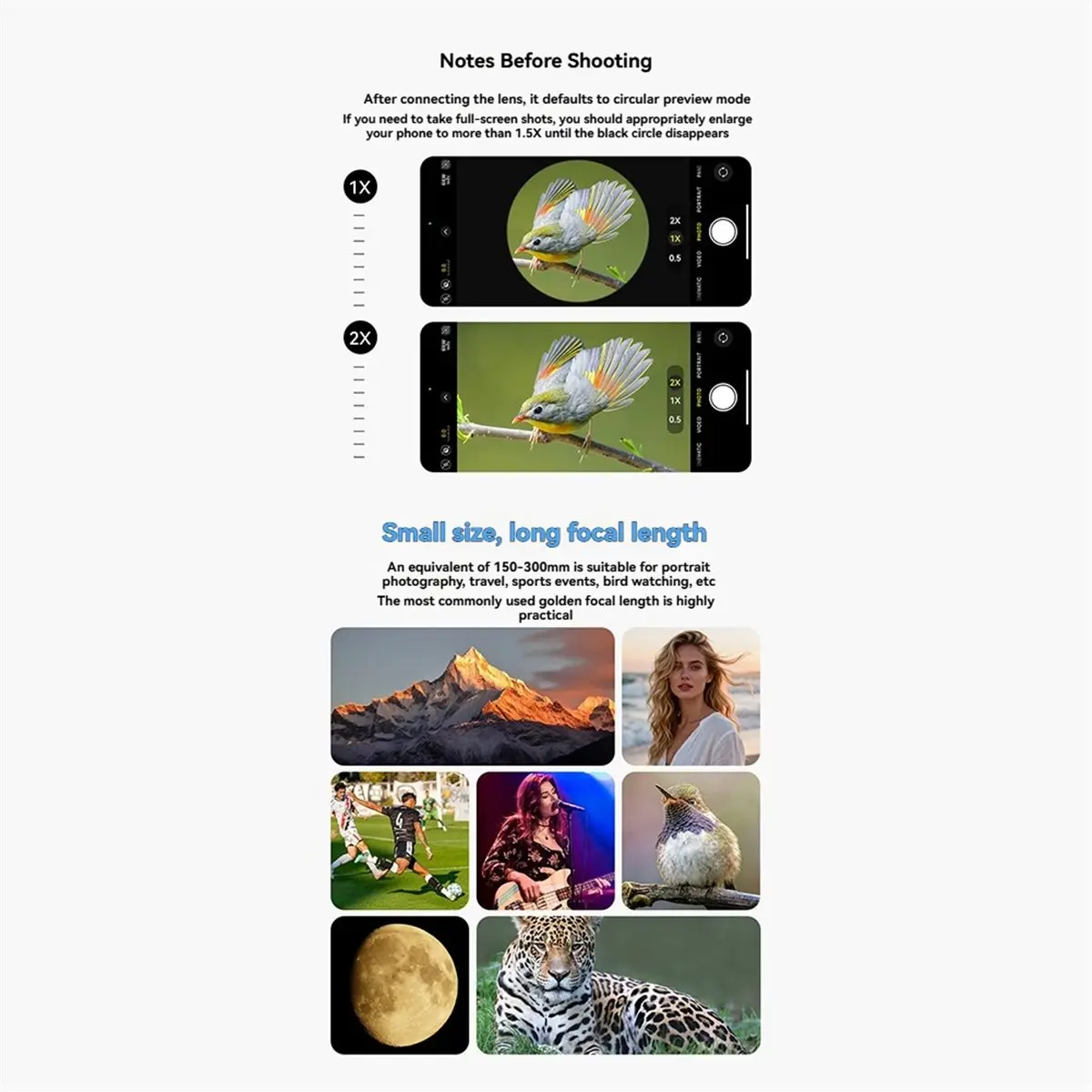 New Electronics 5-10X Zoom Lens Telephoto Telescope Lenses External Phone Lens for Outdoor Concert Match