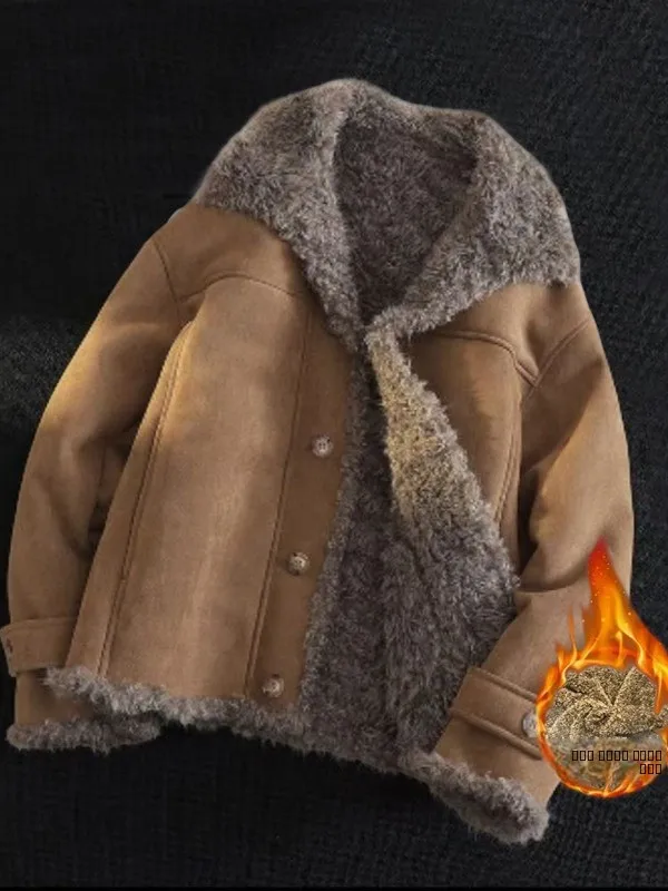 

Men's Fur Lined Thiened Winter Jaet Collar up Cotton Clothes Casual Sle Warm Outerwear Youth Design Sense Trendy