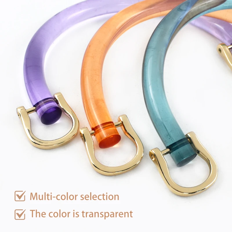 1/2/4Pcs U-shaped Acrylic Transparent Bag Handle Plastic Purse Frame Kiss Clasp Women Handbag Woven-bag Replace Bags Accessories