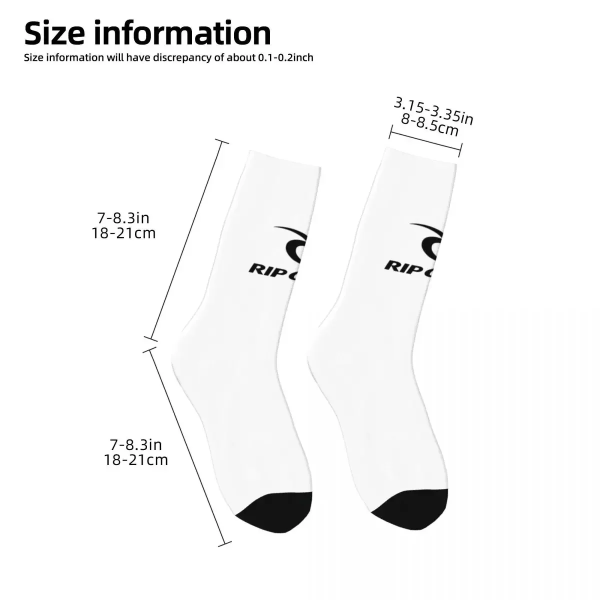 Black Ripcurl Logo Socks Harajuku Sweat Absorbing Stockings All Season Long Socks Accessories for Unisex Birthday Present