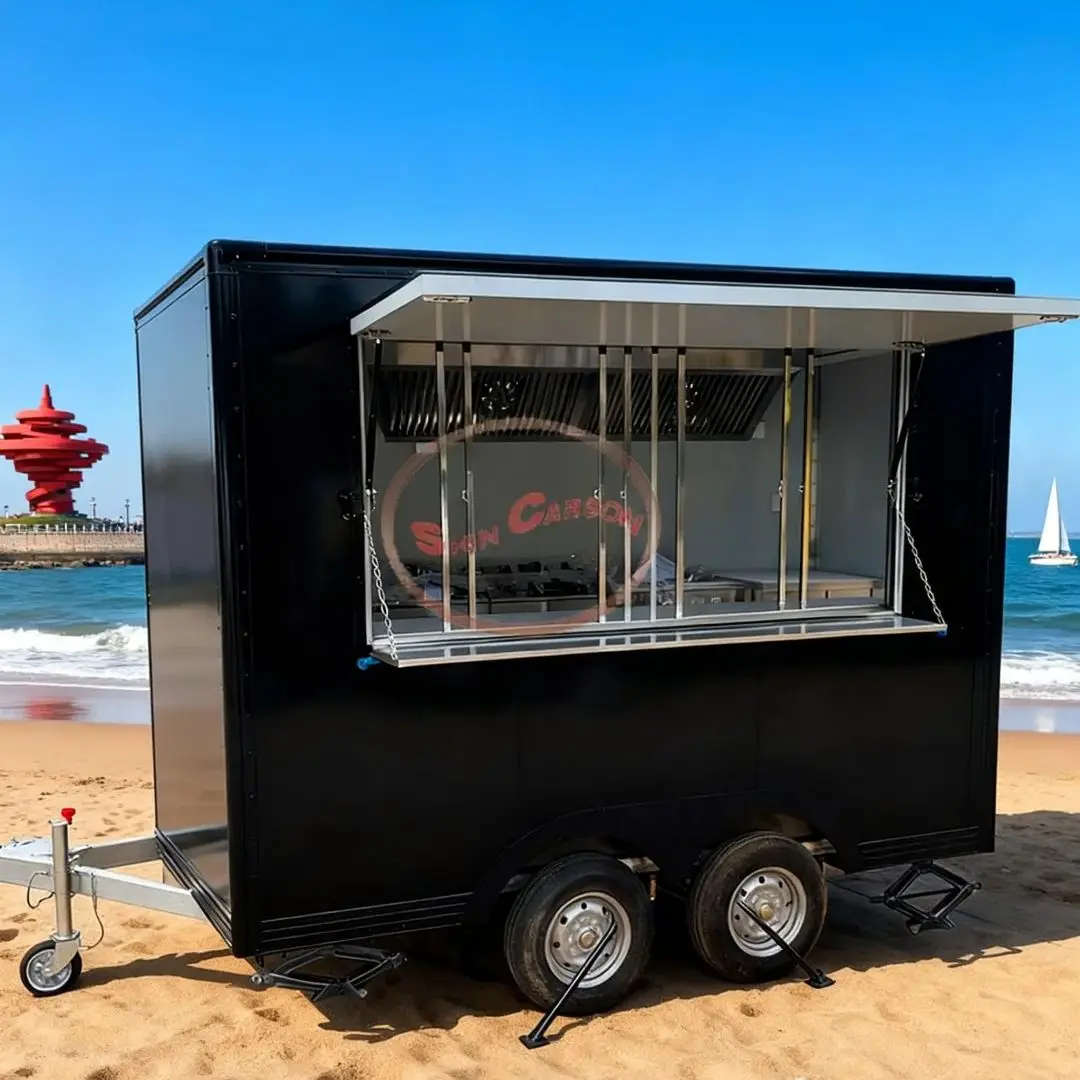 

Multifunctional Outdoor Food Trailer Towable Snack Vendor Cart for Markets And Campsites Universal Mobile Kitchen