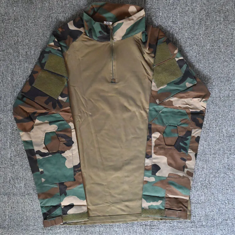 Men's Tactical Long Sleeve Half Zip T-Shirt Lightweight Camo Quick Dry Outdoor Hiking Climbing