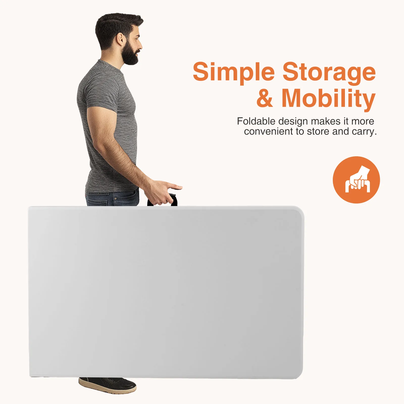 JHK البلاستيك المحمولة للطي في الهواء الطلق طاولة داخلية الثقيلة طاولة قابلة للطي مع مقبض حمل قفل أمان للتخييم نزهة #5