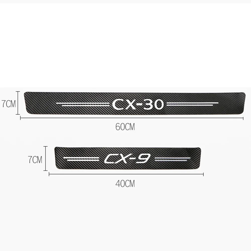 4pcs Car sticker Door Sill Carbon Fiber Guard Stickers For Mazda CX3 CX5 CX7 CX8 CX9 CX30 M3 M6 Auto Accessories