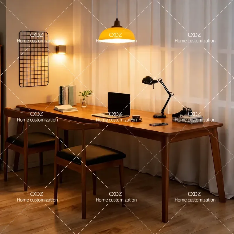 Solid Wood Long Table Simple Double Study Computer Desk Home Student Rectangular Workbench for Office and Learning