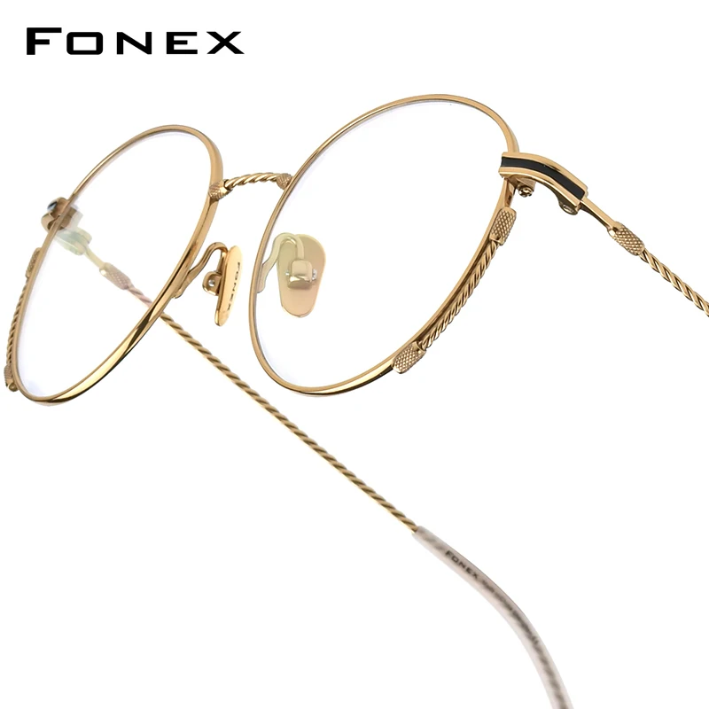 

FONEX Pure Titanium Glasses Frame Women Fashion Brand Design Retro Round Eyeglasses for Men Japanese Ultralight Eyewear 85719