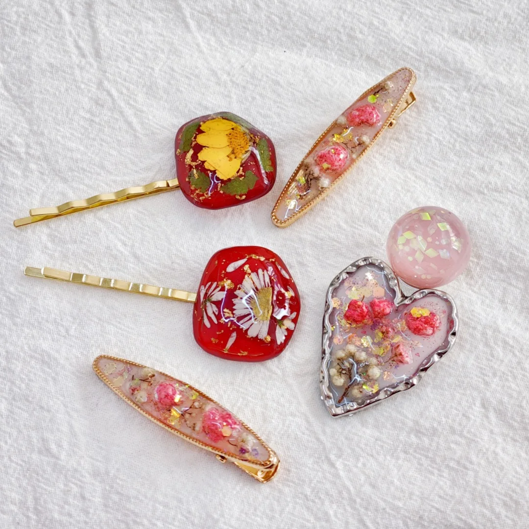 3244 Wholesale Dried Flower Hair Clips Duckbill Clips Creative Christmas Birthday Gifts Bangs Clips Hair Exquisite Accessories