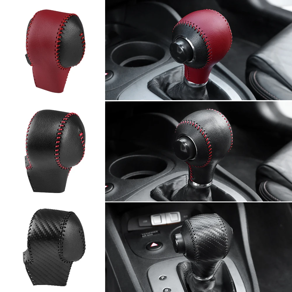 For Seat Leon MK2 2005 2006 2007 2008 2009 2010 2011 2012 Genuine Leather Hand-stitched Gear Shifter Car Shift Gear Switch Cover