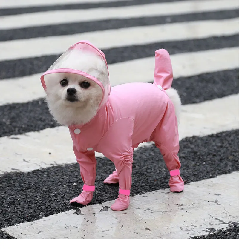 Dog Raincoat Clothes Pet Puppy Small Dog Waterproof Jumpsuit Overalls Clothing Jacket Poodle Puppy Dog Rain coat