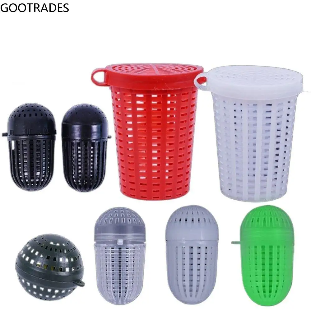 

10PCS/Bag Plastic Fishing Feeder Holder Luminous Fishing Bait Trap Cage Basket Attract Fish Shrimp Earthworm Tackle Carp Tool