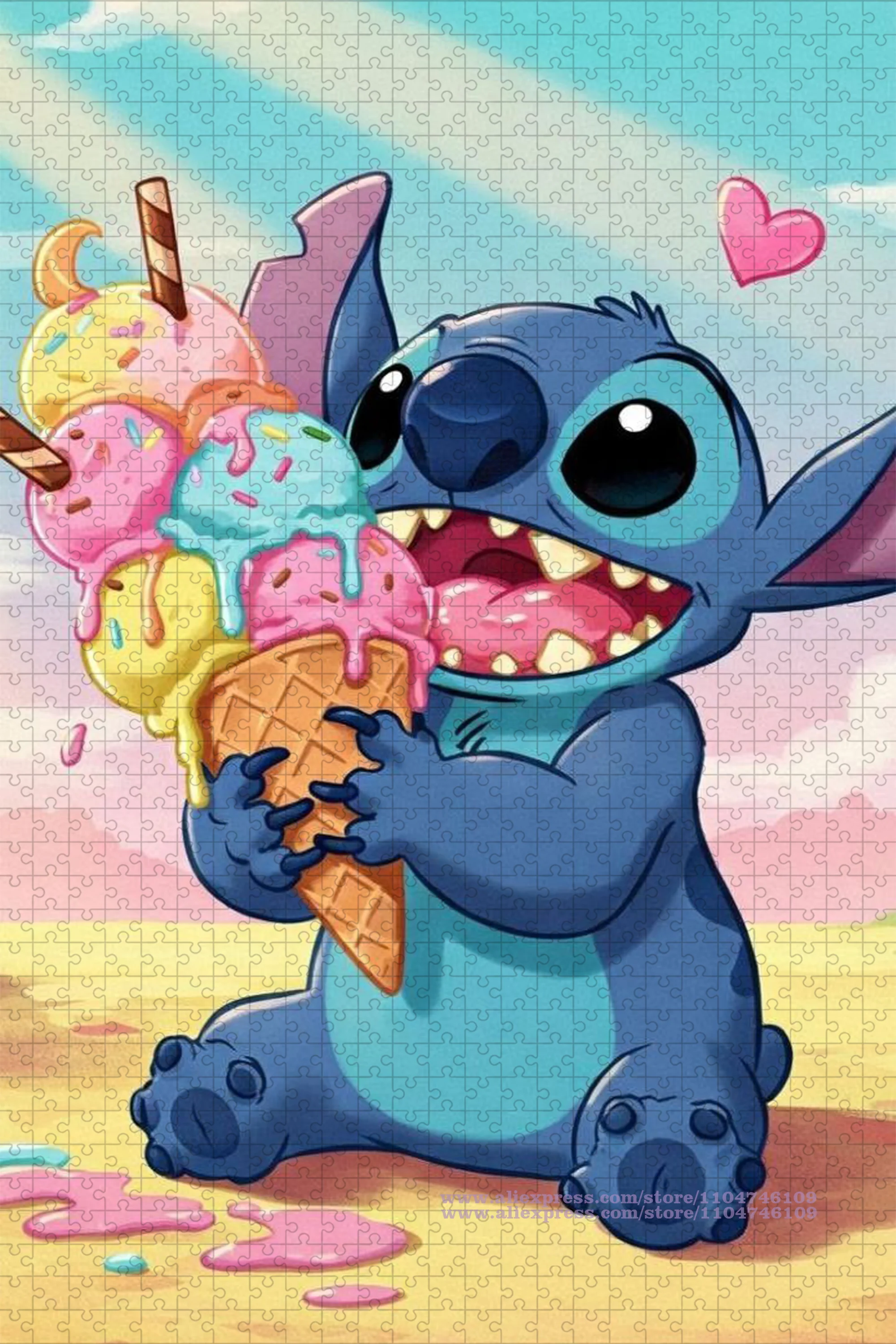 디즈니 애니메이션 릴로 & 스티치 직소 퍼즐 만화 애니메이션 108/200/300/500/1000/1500피스 지능 퍼즐 홈 장식