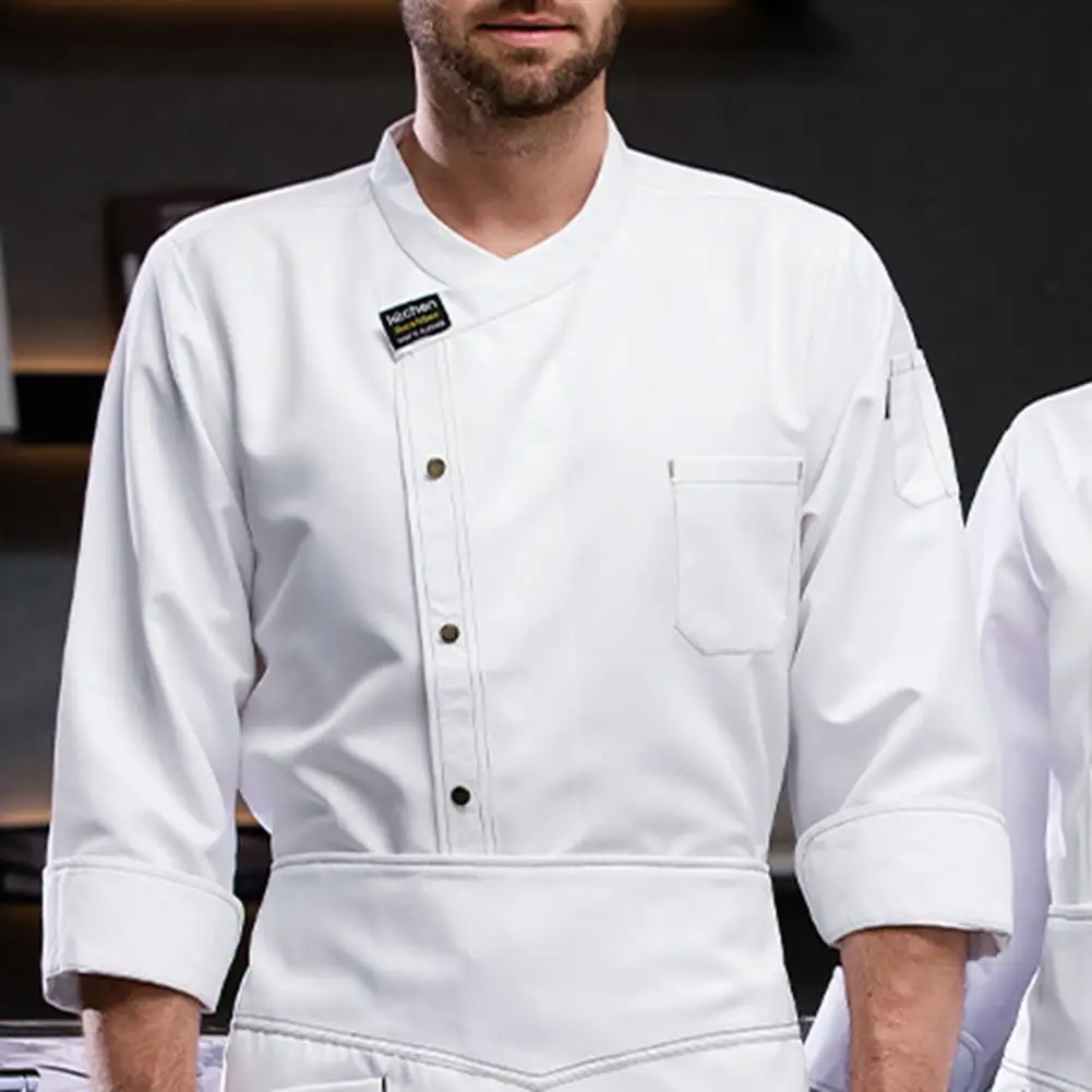 Button-up Chef Uniform Chef Top Unisex Chef Shirt Breathable Soft Stylish Kitchen Cook Uniform for Bakery Restaurant Waiter Long