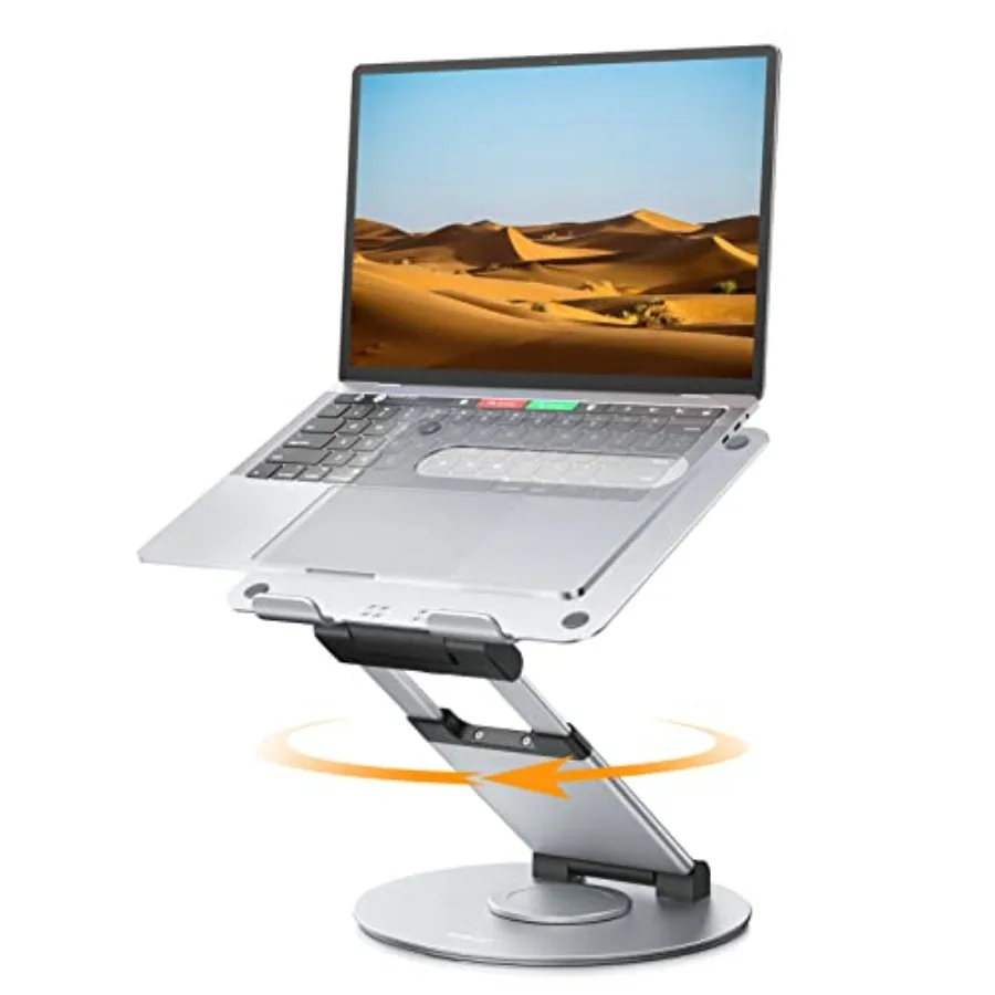 

Telescopic 360 Rotating Laptop Stand for Desk Adjustable Height Swivel Pull Out Design Ergonomic Laptop Riser Fits All 10-17 La