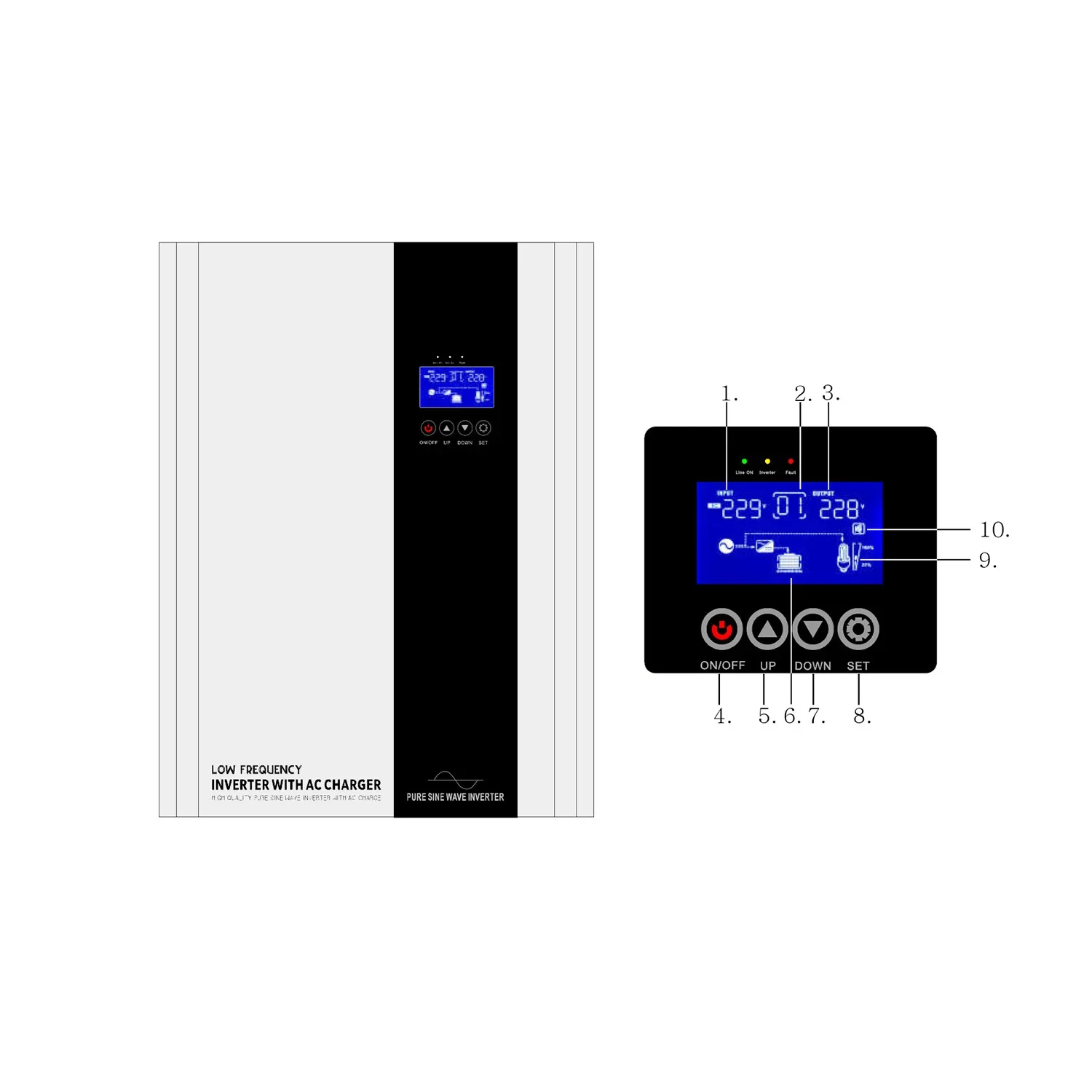 3KVA 5KVA Solar Inverter 24V 48V Solar Hybrid Inverter Pure Sine Wave Off Grid Inverter