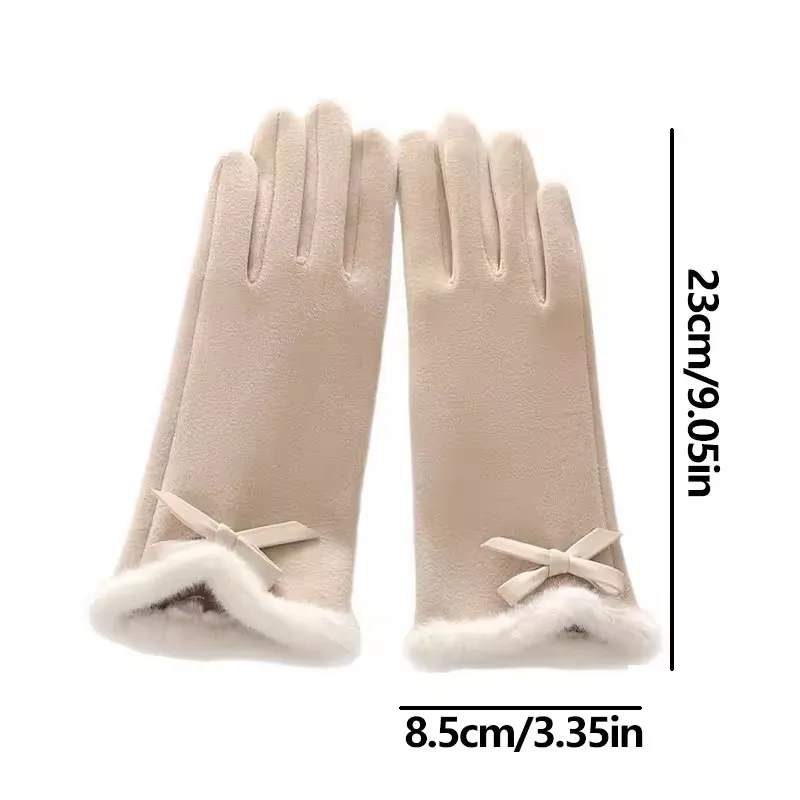 Korean Winter Warm Velvet Gloves Women's Versatile Velvet Inner Lining Windproof Elegant Gloves for Outdoor Travel Skiing Gloves