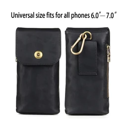 Dual Pouch Design Belt Clip Holster Case For iPhone Samsung Huawei Xiaomi Smartphone 6.0-7.0'' Waist Bag Mobile Phone Cover Case