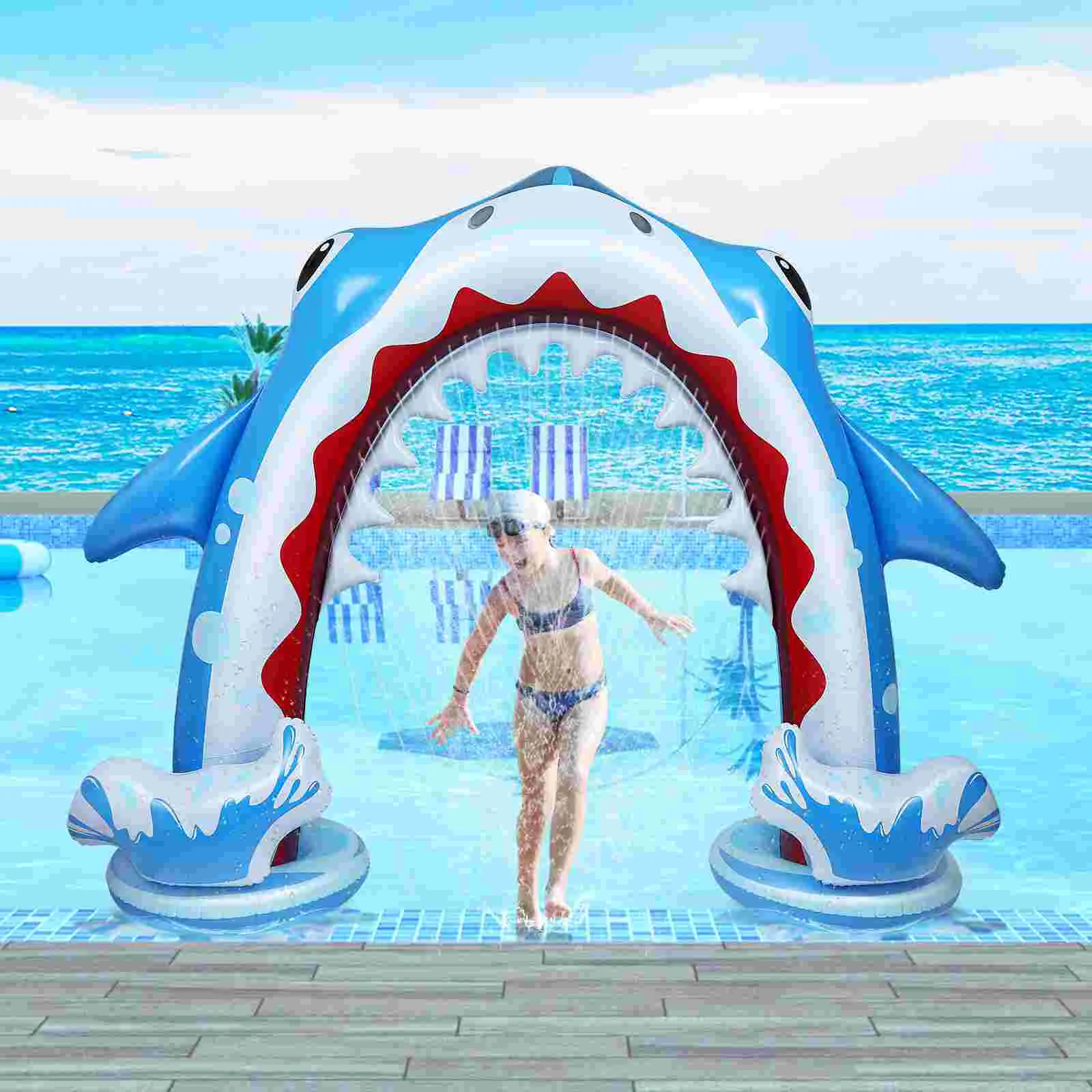 Inflatable Yard Sprinkler Water Toy Summer Sprinklers for Kids Playing Toddler Outdoor Toys Shark Shaped