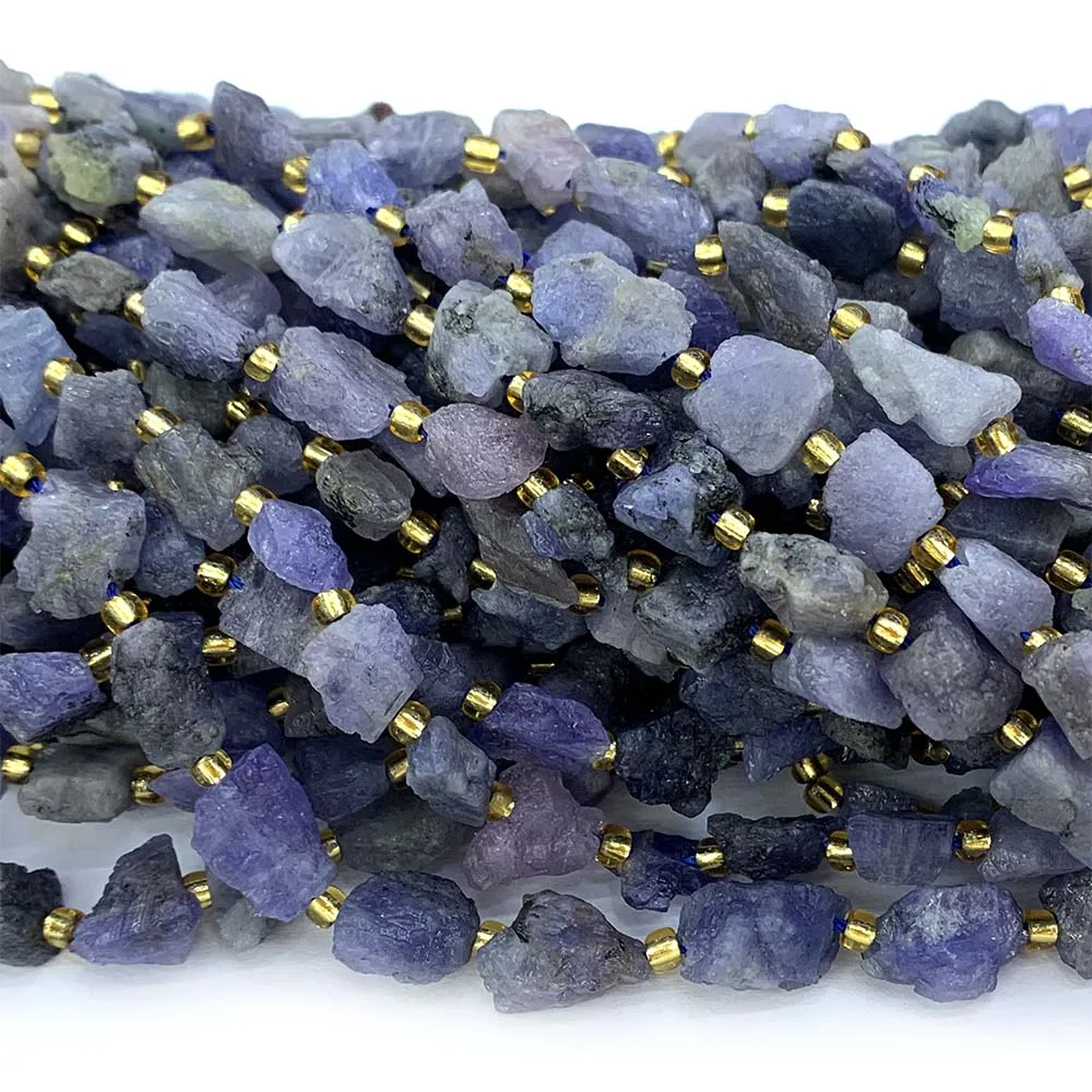 

Veemake Natural Raw Mineral Blue Purple Tanzanite Nugget Free Form Loose Rough Matte Faceted Beads 08524
