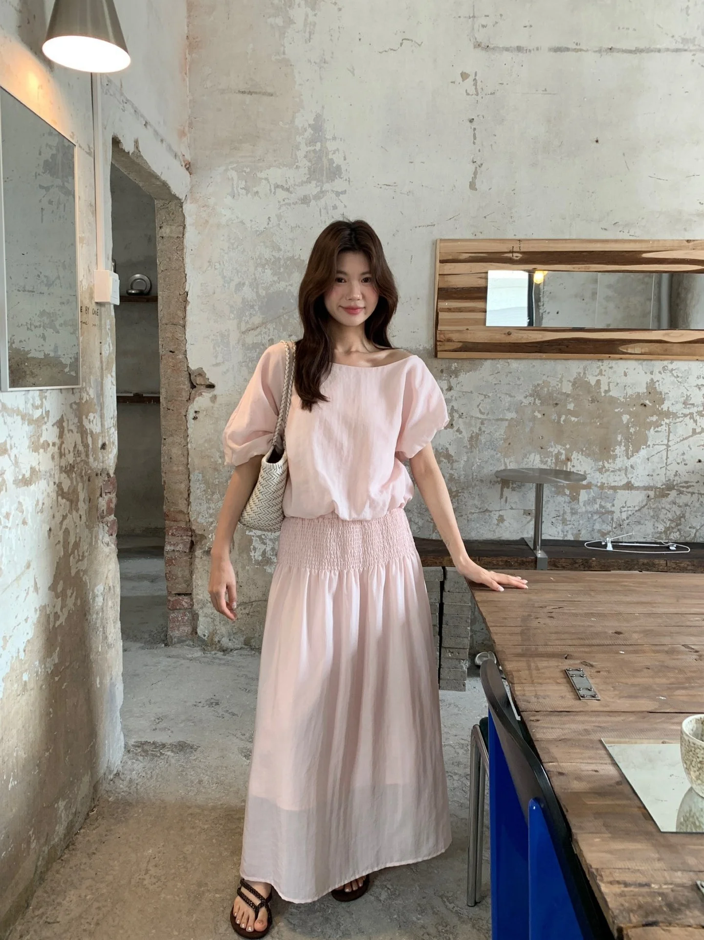 

Женский комплект в корейском стиле с круглым вырезом и короткими рукавами, плиссированной юбкой и топом с открытыми плечами, летний модный наряд