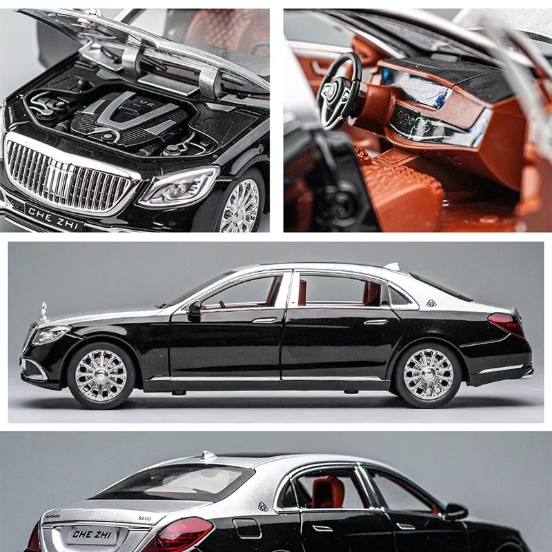 1:24 Mercedes Benz Maybach GLS600 Alloy Model Cars Diecast Toy Car Simulation Sound & Light Vehicle Toys Model Gifts For Kids