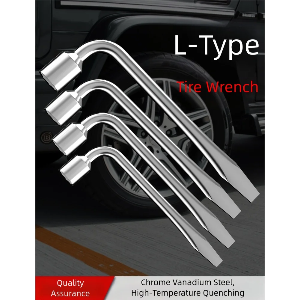 

1pc Tire Wrench 17mm/19mm/21mm/22mm/24mm Lug Nut Remover Tool Chrome Heavy Duty L-Type Tire Wrench Replacement Set