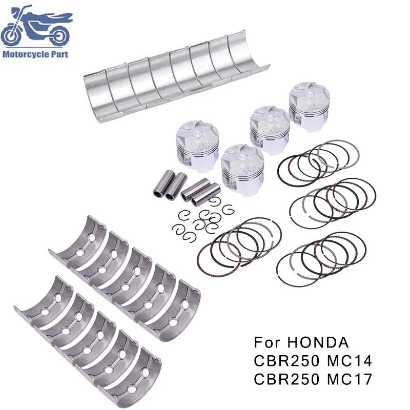 

Motorcycle Engine Crankshaft Tile Connect Con Rod Bearing Set and Piston Rings Kit For HONDA CBR250 CBR 250 MC14 MC17 1986 1987